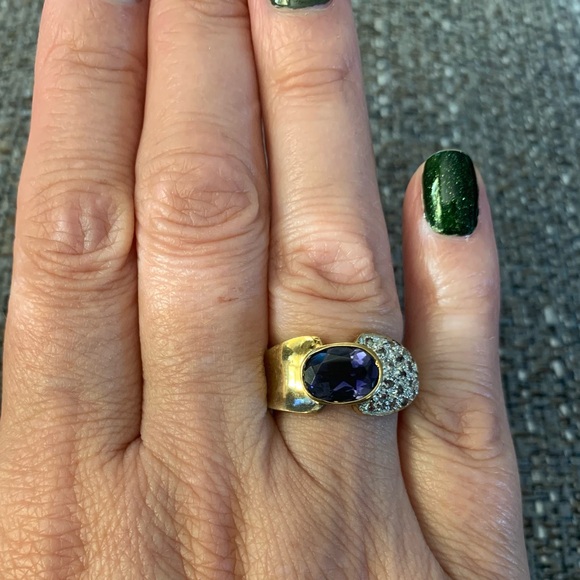 Sterling Silver gold plated Iolite ring sz 7 - Picture 5 of 5